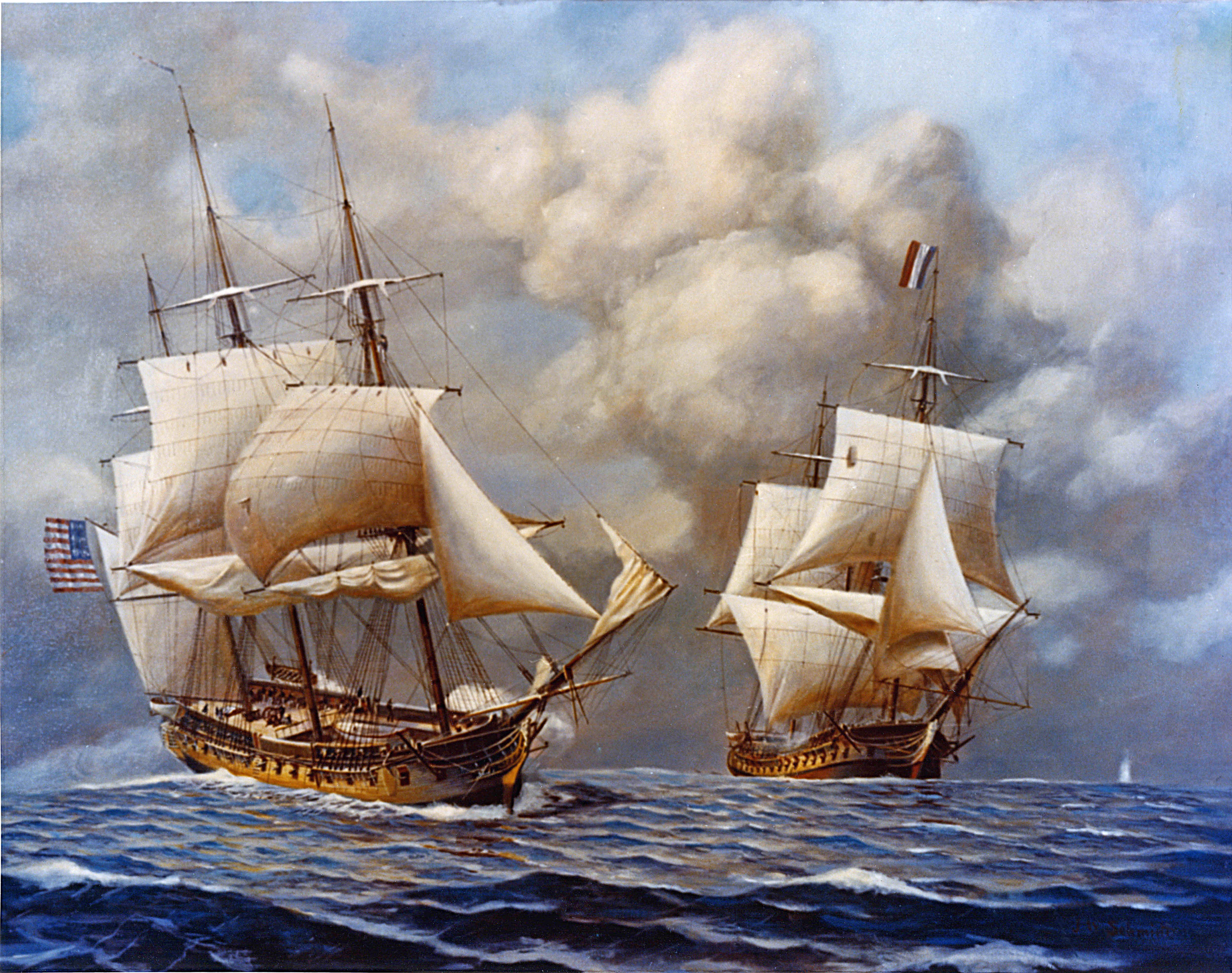 Painting of Ships during Revolutionary War