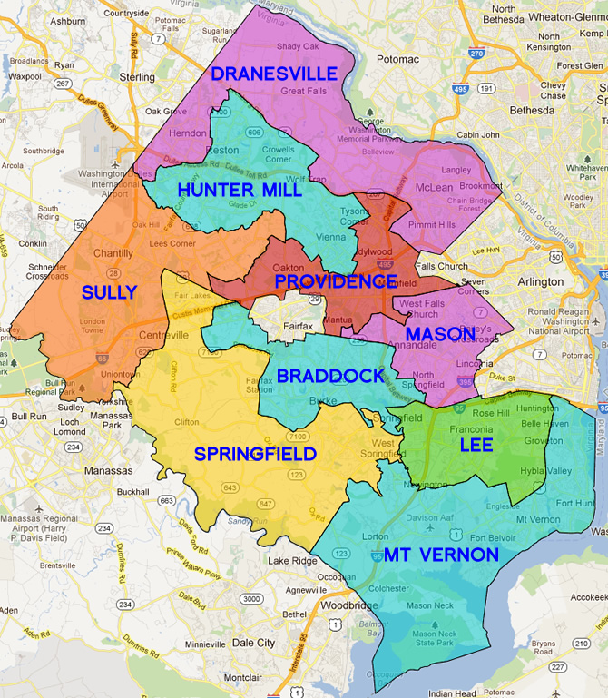 Map of Fairfax County Virginia