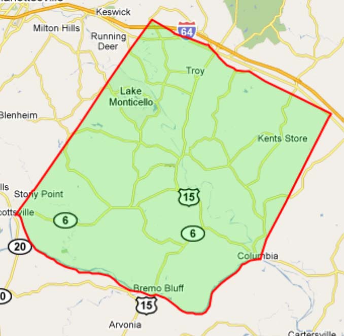 Map of Fluvanna County, Virginia