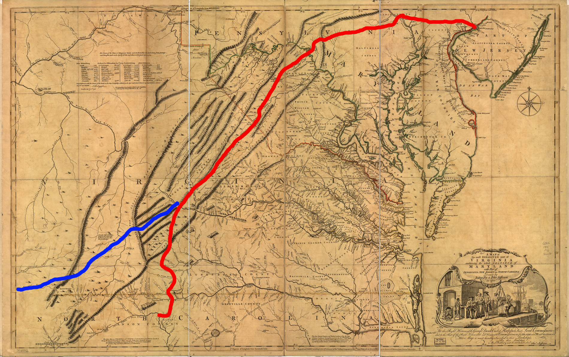 Fry Jefferson Map of 1755