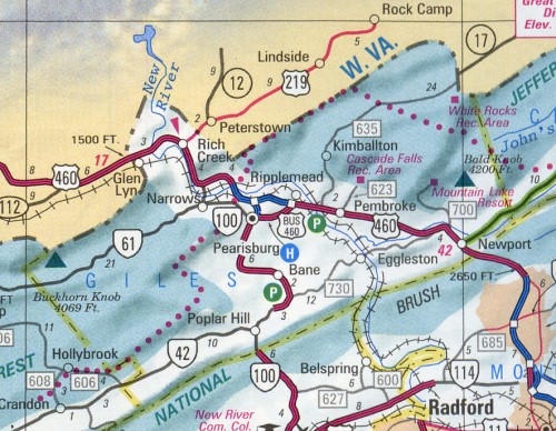 Map of Giles County Virginia