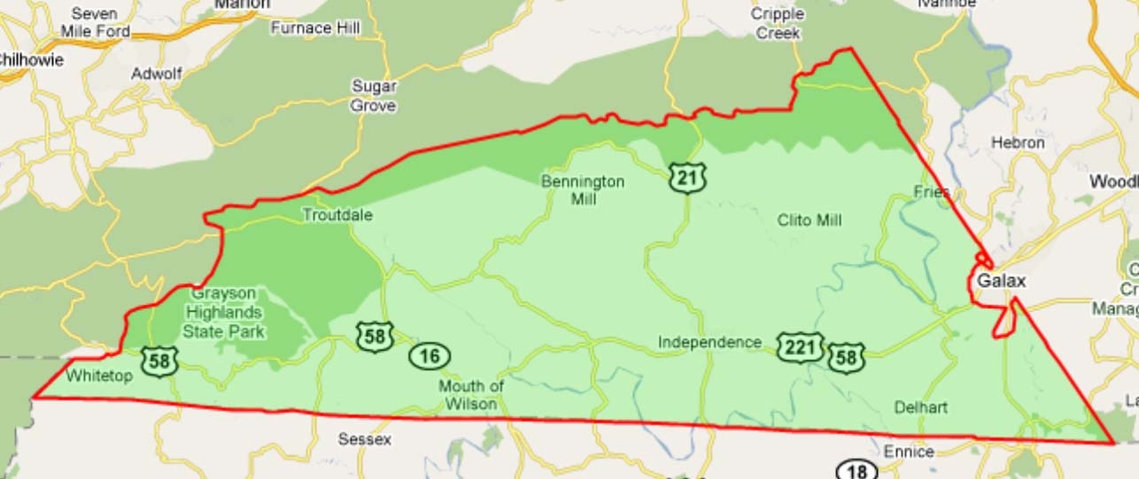 Grayson County Virginia Map