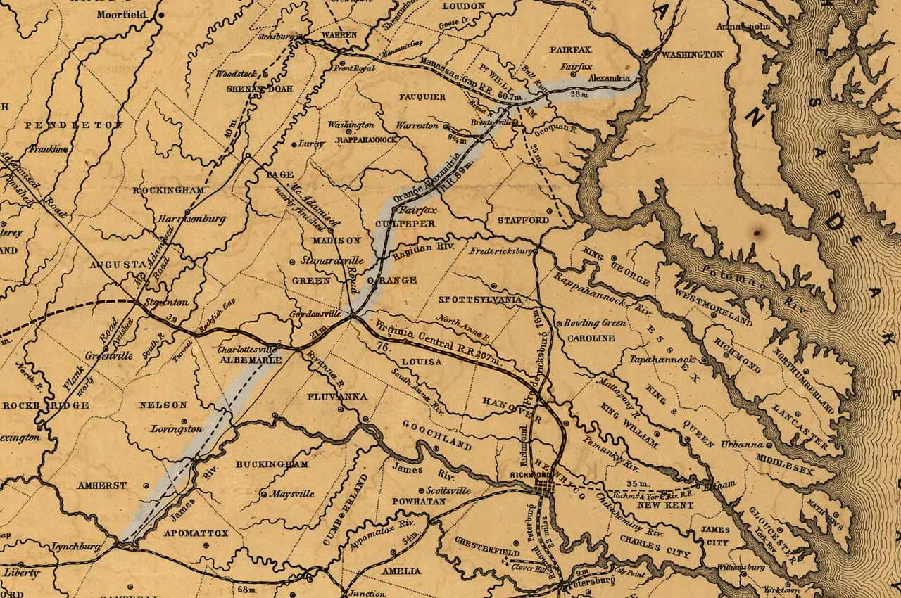 Map of Orange and Alexandria Railroad