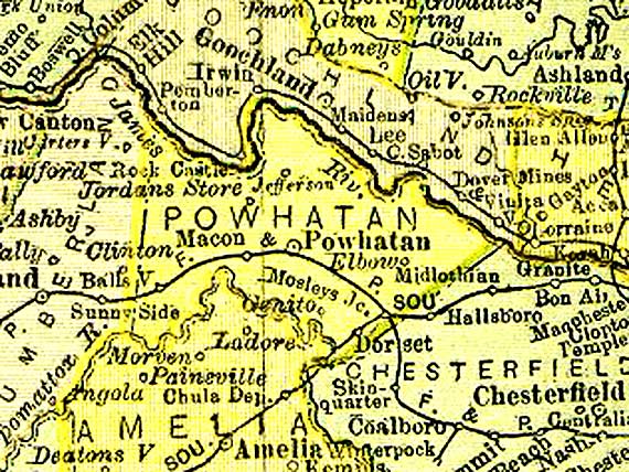 Map of Powhatan County
