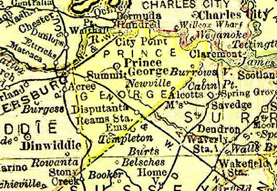 Map of Prince George County, Virginia